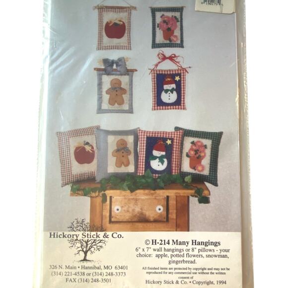 Vtg Hickory Stick and Co H214 Many Hangings Pattern Home Pillow Wall Decor - Picture 2 of 5